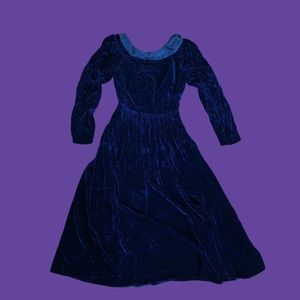Vintage Blue Velvet 80s maxi Dress
